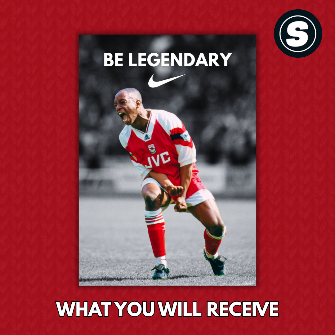 Ian Wright Arsenal 90s Nike Poster Inspired Printed Picture