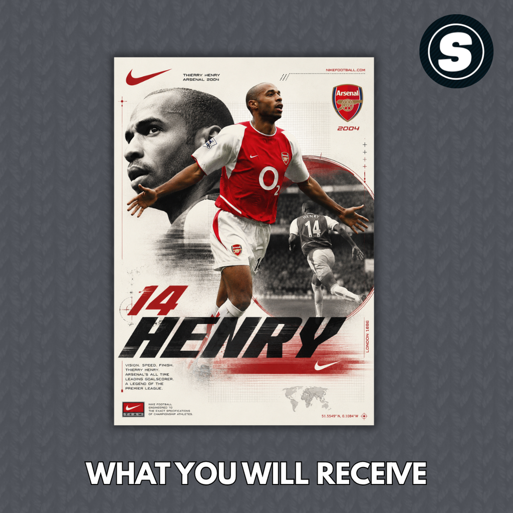 Arsenal 2000's Henry Nike Poster Inspired Printed Picture