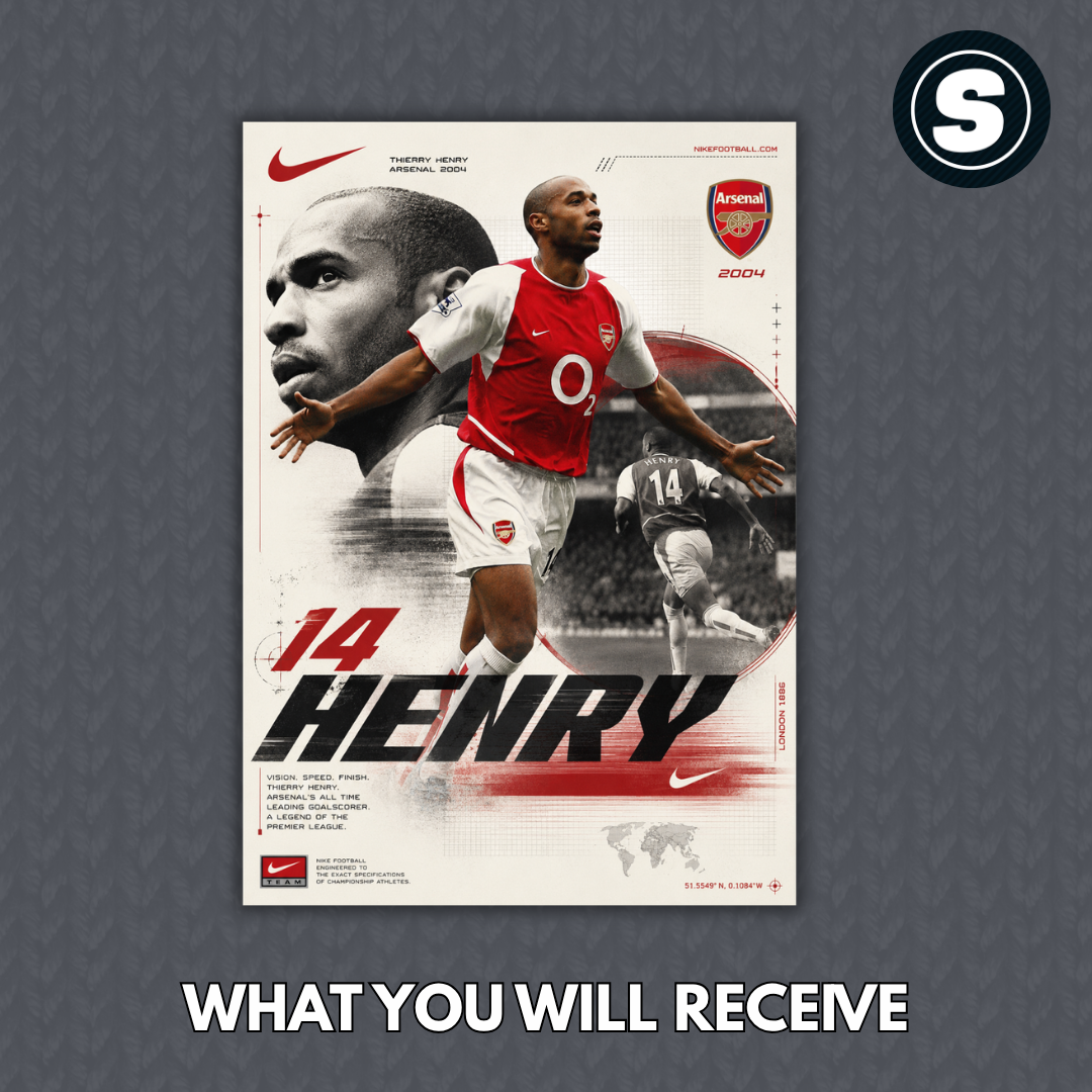 Arsenal 2000's Henry Nike Poster Inspired Printed Picture
