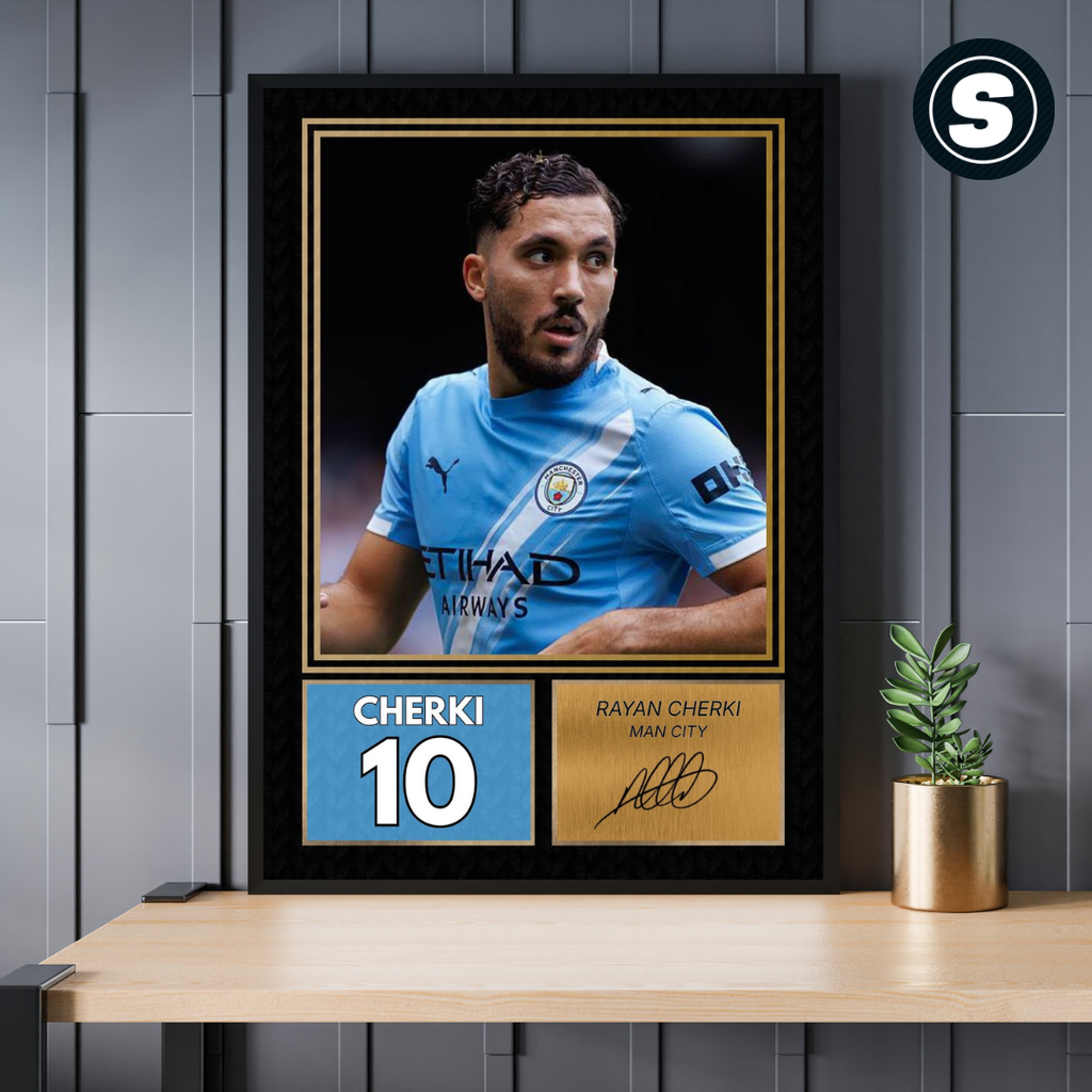 Rayan Cherki Man City Printed Autograph Picture
