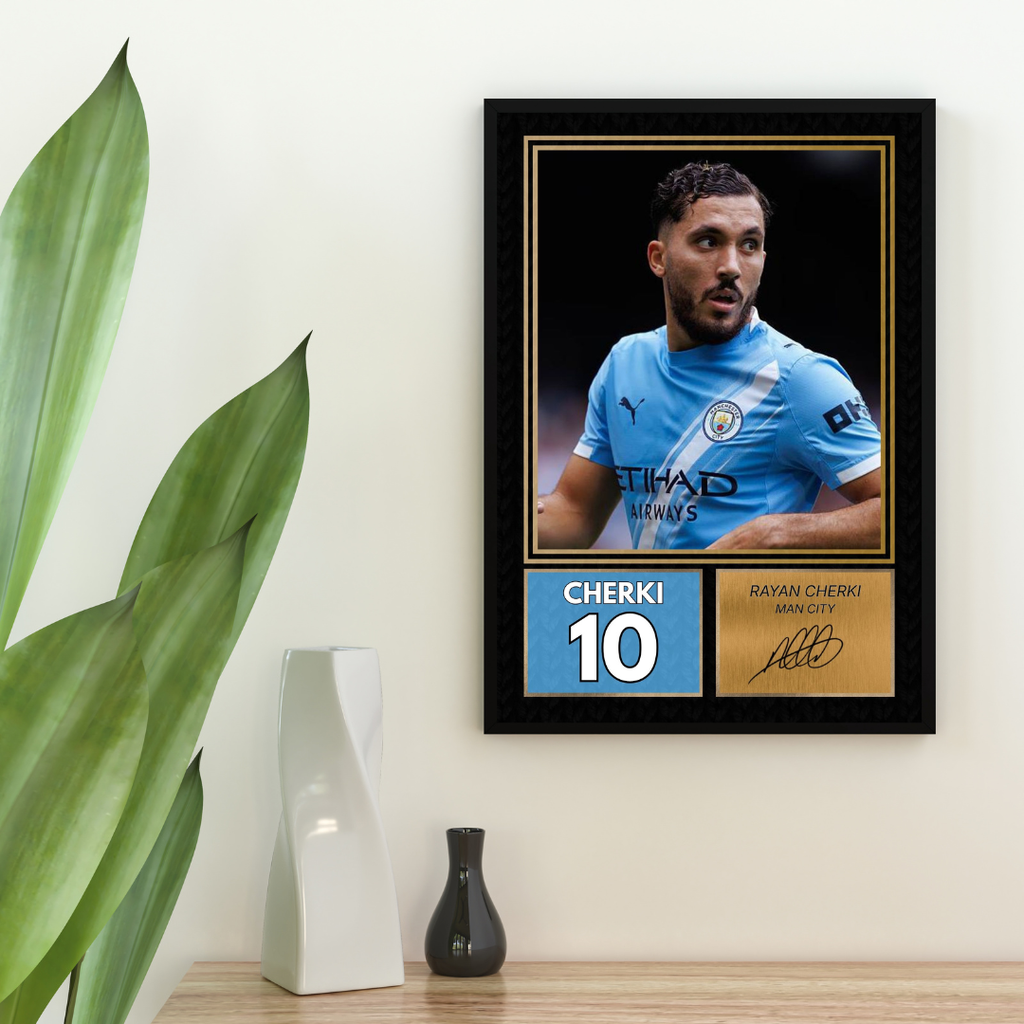 Rayan Cherki Man City Printed Autograph Picture