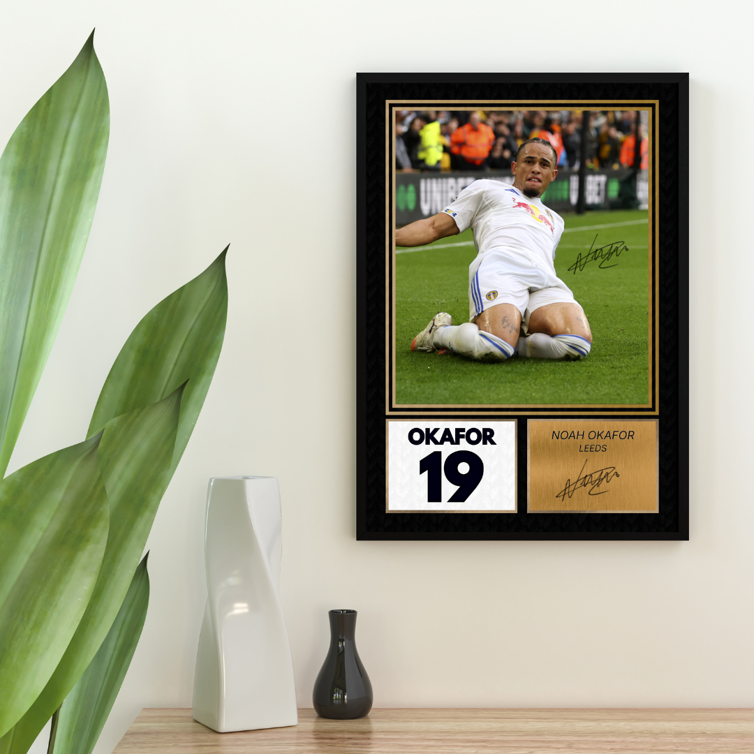 Noah Okafor Leeds Printed Autograph Picture
