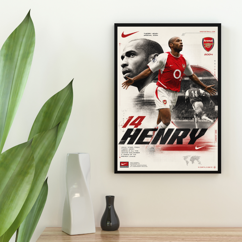 Arsenal 2000's Henry Nike Poster Inspired Printed Picture