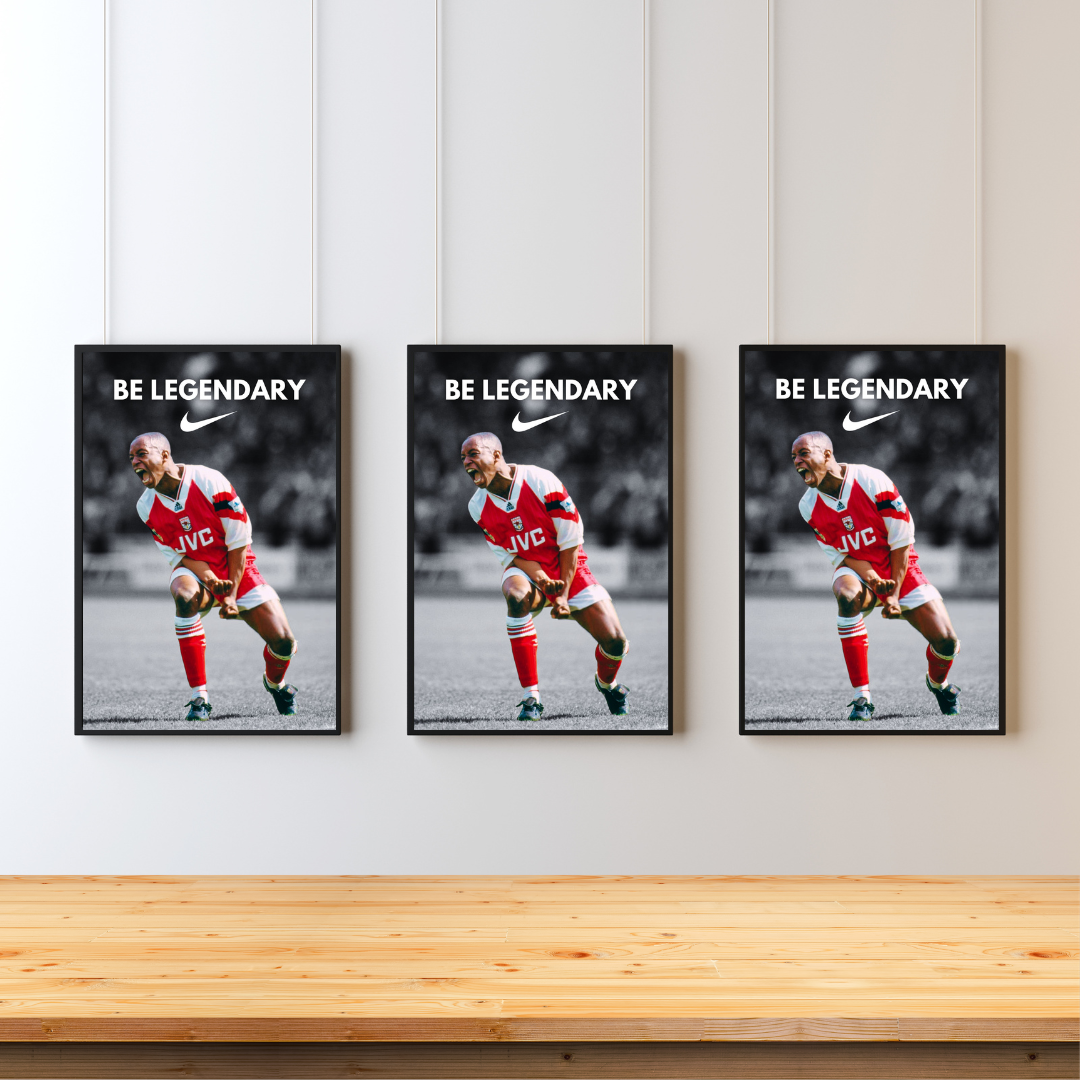 Ian Wright Arsenal 90s Nike Poster Inspired Printed Picture