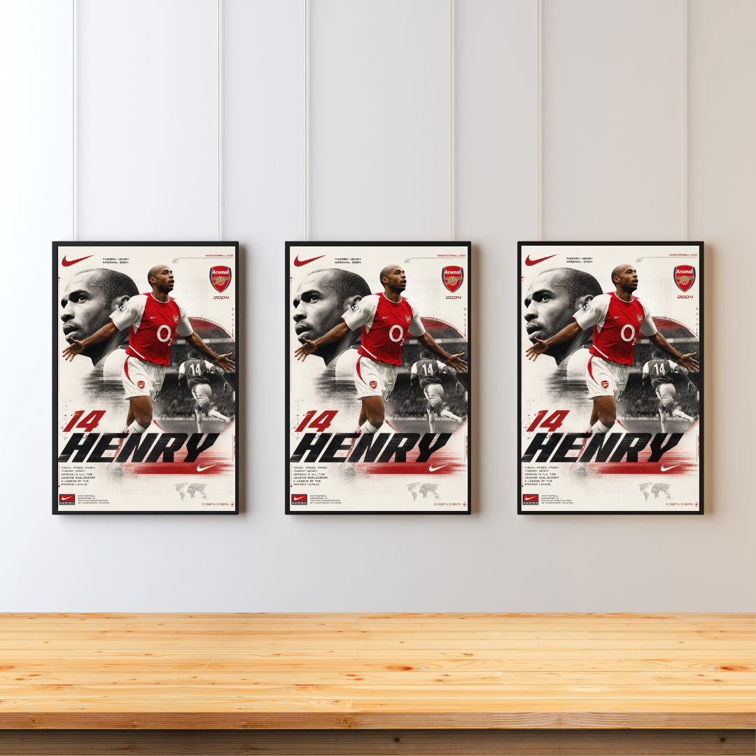 Arsenal 2000's Henry Nike Poster Inspired Printed Picture