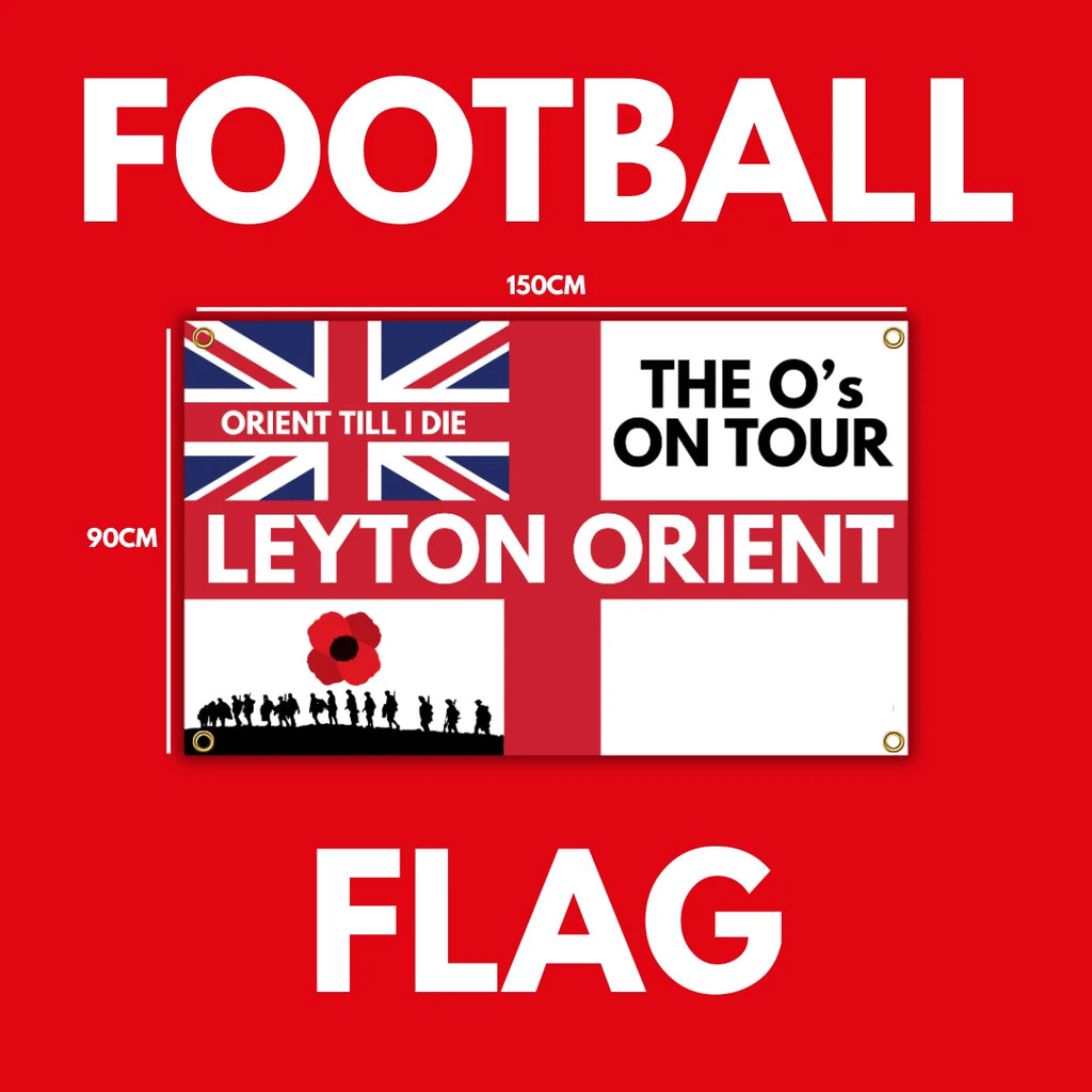 LEYTON ORIENT FOOTBALL FLAG - 150CM/90CM - HOME & AWAY GAME READY