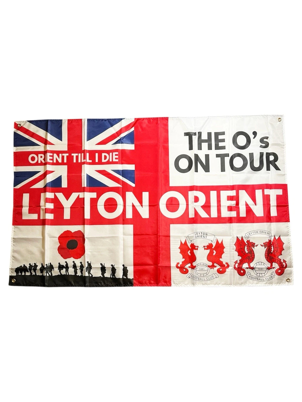 LEYTON ORIENT FOOTBALL FLAG - 150CM/90CM - HOME & AWAY GAME READY