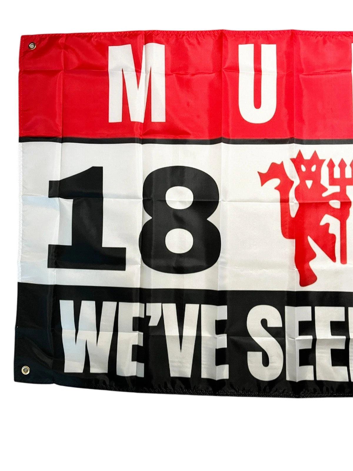 MANCHESTER UNITED FOOTBALL FLAG - 150CM/90CM - HOME & AWAY GAME READY