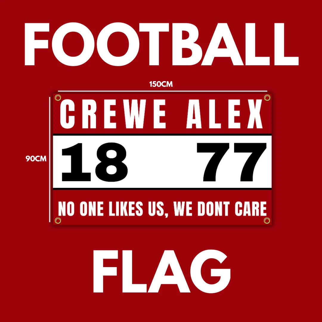 CREWE FOOTBALL FLAG - 150CM/90CM - HOME & AWAY GAME READY